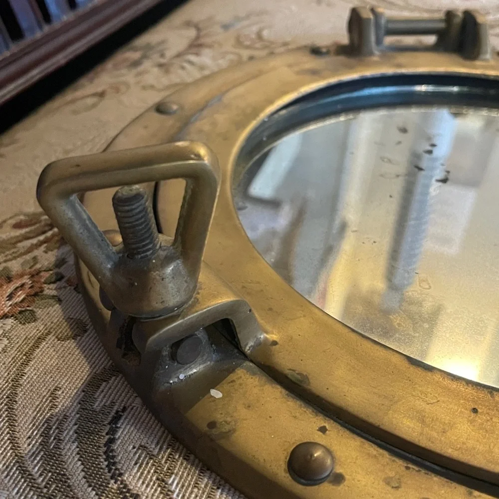 Vintage Round Brass Porthole Mirror